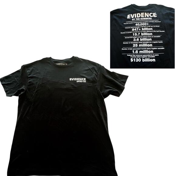 NEW EVIDENCE LOGO Graphic T SHIRT XL TEE Men's Women's 100% Cotton Black White - Picture 1 of 8